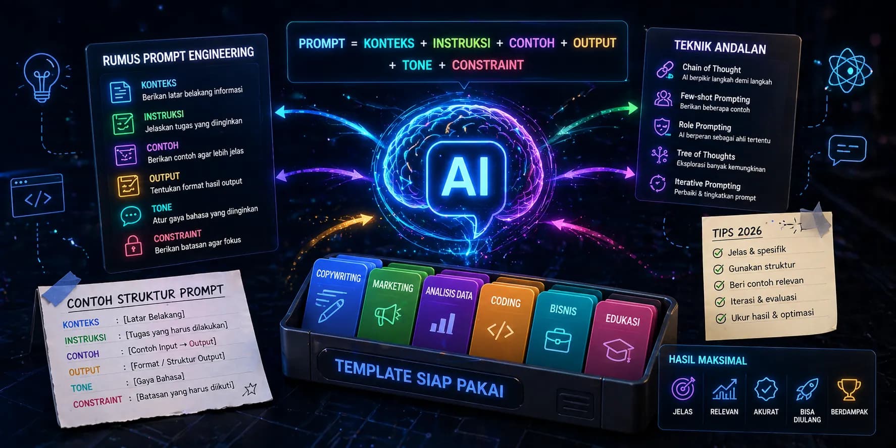 Rahasia Prompt Engineering 2026: Rumus, Teknik, dan Template yang Bikin AI Nurut Sama Lo